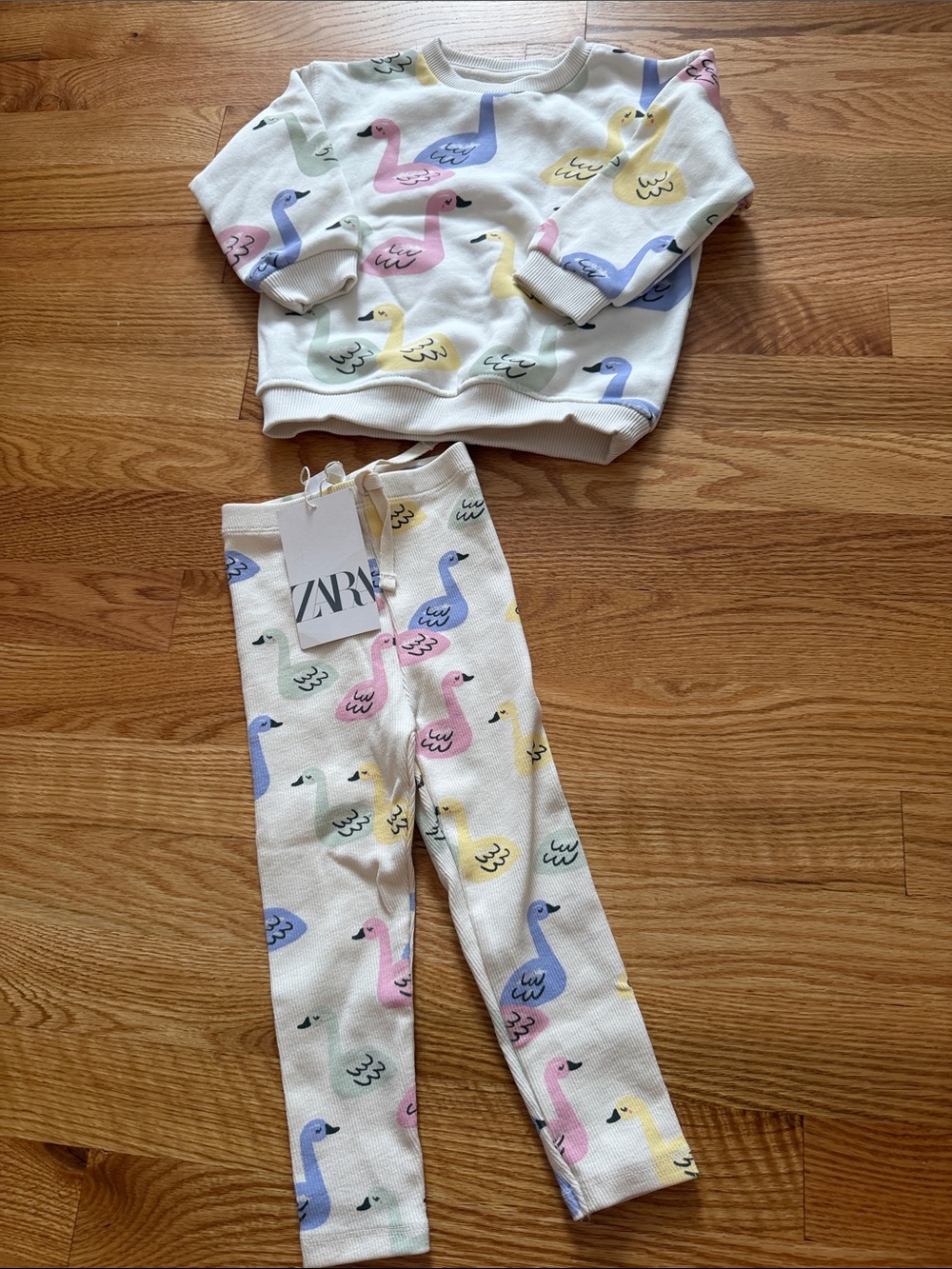 Zara Swan Pattern Matching Set Outfit - 12-18M